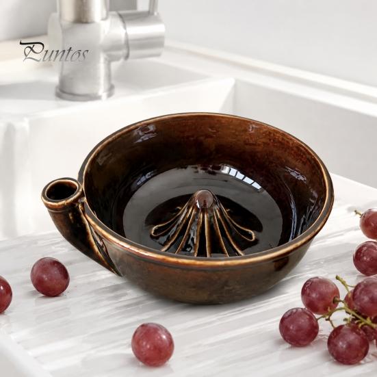 Ceramic Berry Holder with Drainage Self Spinning Washing Bowl, 360 Degree Vortex Cleaning And Flower Shaped Fruit Rinse Bowl Drain Spinner, Vegetable