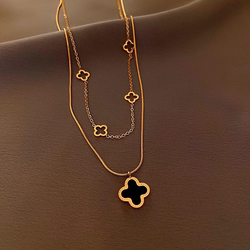 Goldbarren Bohnen Halskette - Edelstahl, Nischendesign, Schlichte Schlüsselbeinkette, Vielseitiger Modeschmuck