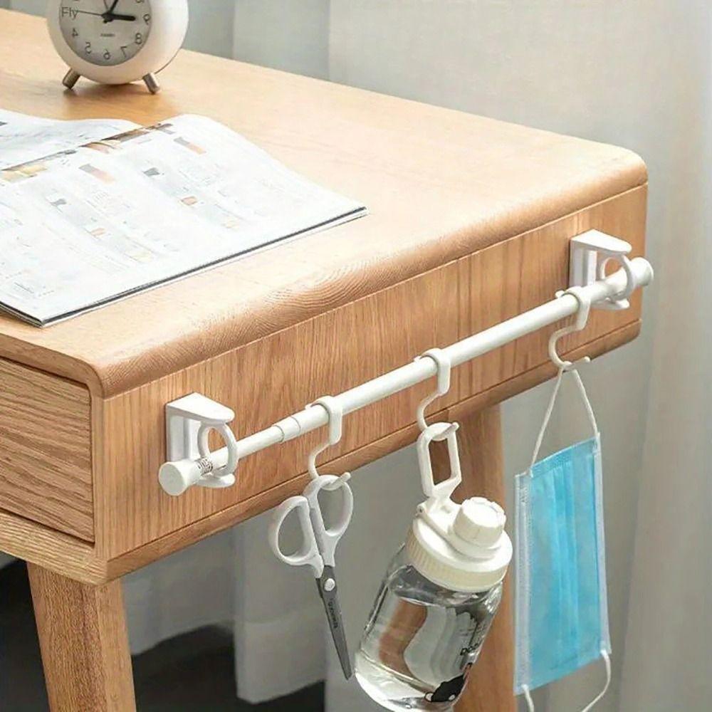 10Pcs Durable 360° Rotatable Pole Fixator Strong Adhesive Retractable Curtain Rod Bracket Non-drilling Shower Towel Rod Hook