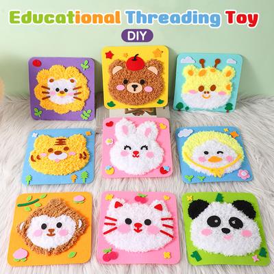 Non-Finished Cute DIY Wool Felt Kit Cartoon Animal Handcraft Needle Felting Kit for Needle Material Pack for Kids Beginner Gift