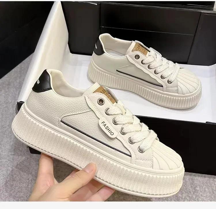 Fashion Beike Head Little White Shoes for Women Breathable Sneakers Women Trends 2024 Comfortable, and Elevated Lace Up Shoes