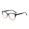 TR90 Retro Cat Eye Blue Light Blocking Glasses for Women – Fashionable Slimming Design with Color Block Flat Lenses.