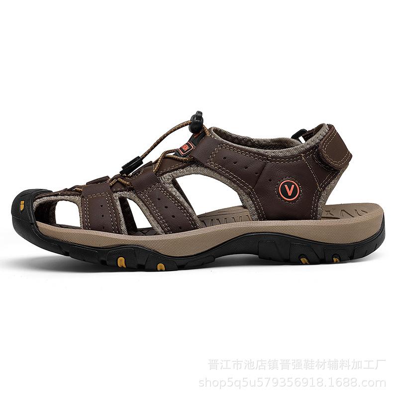 

Летние новые пляжные тапочки на толстой подошве, мужские сандалии двойного назначения, нескользящие, дышащие, универсальные тапочки для выхода 48 коричневый