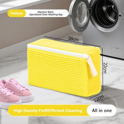 Durable Fluffy Chenille Shoe Washing Bag Zipper Closure Shoes Washing Pouch Shoes Cleaning Bag Household