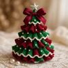 Handmade Crochet Christmas Tree DIY Xmas Tree Crochet Craft Starter Set with Bow And Faux Pearl for Beginners Knitting Holiday Decoration for