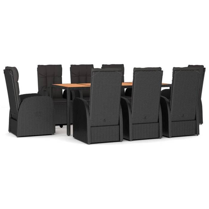 VidaXL Garden Dining Set 9pcs Black Cushions Wicker, Dining Set, Dining Set 3157605