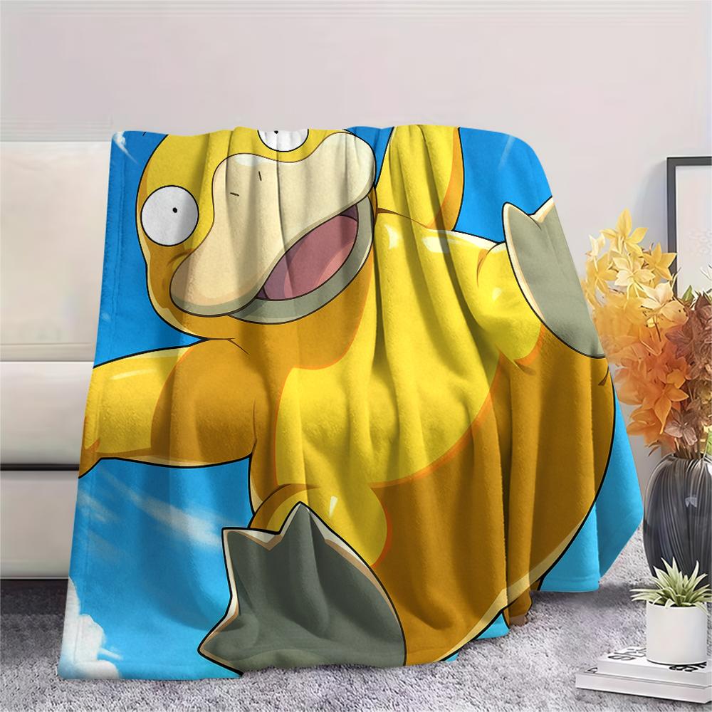 Pokémon Psyduck pattern Flannel Blanket, High quality Comfortable for All Seasons, Home Decor, Warmth and Comfort, Perfect for Gifts.