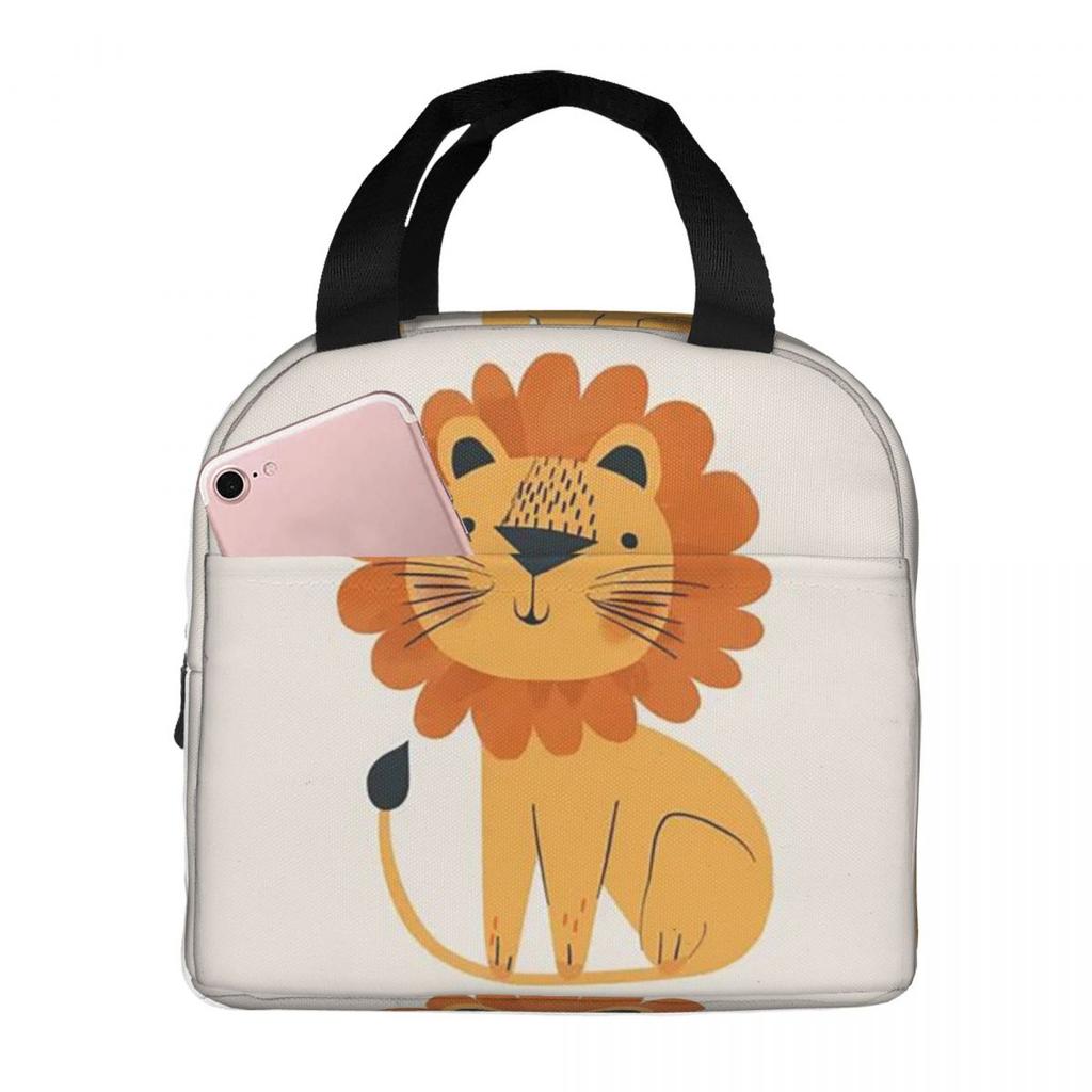 Cute Lion Cartoon Insulated Lunch Bag for Women Children Leakproof Food Boxes Thermal Lunch Box Tote