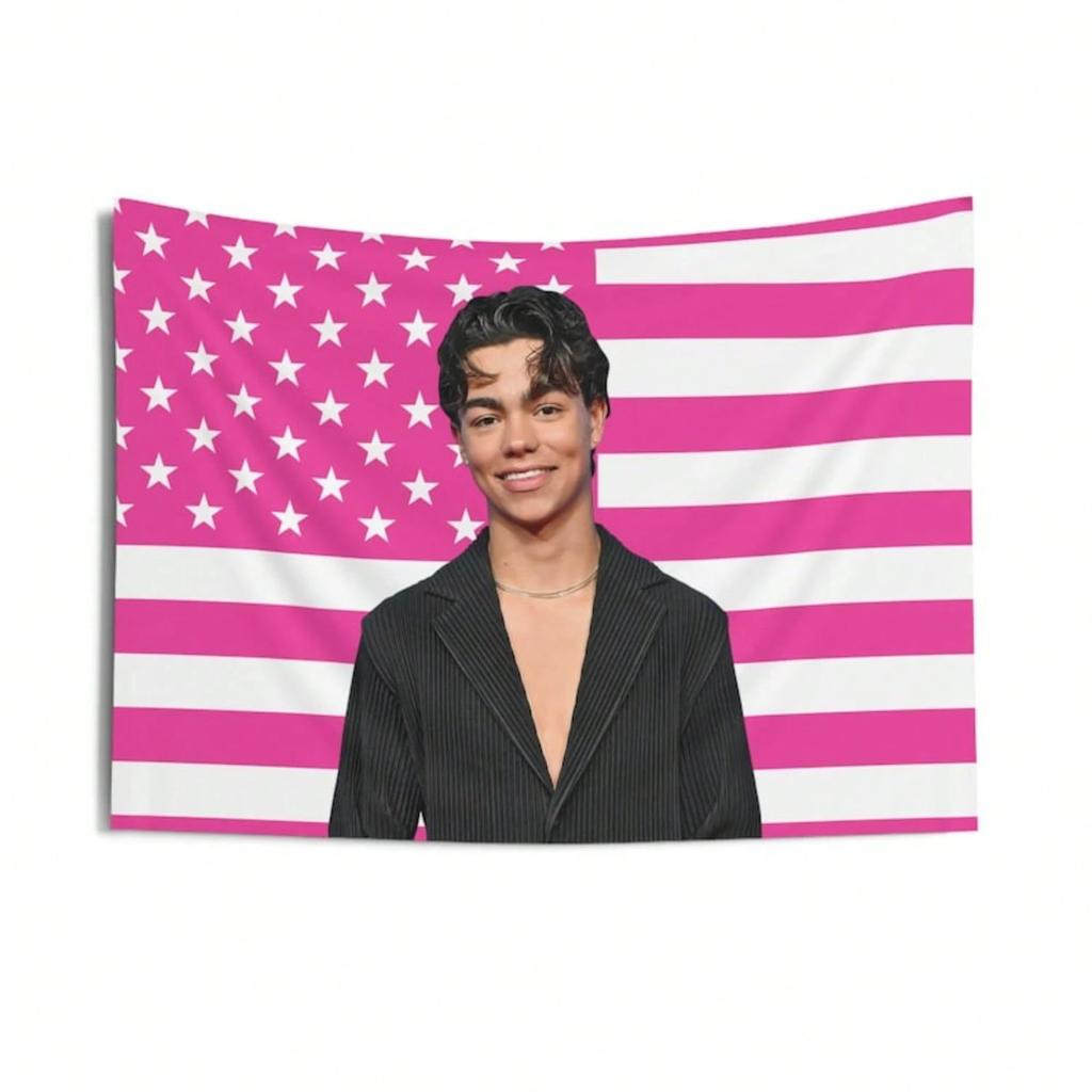 Malachi Barton Rosa Bandera Americana Tapiz Colgante de Pared Decoración Para Dormitorio y Casa de Alquiler Habitación Fondo Tela Decoración