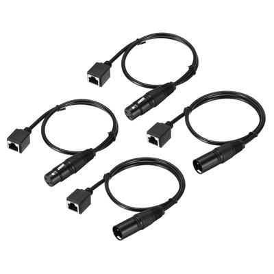Uxcell 3-Pin DMX512 XLR To RJ45 Female Adapter Cable 4-Pack 1.6ft Microphone Extension Cable Stage Studio Lighting