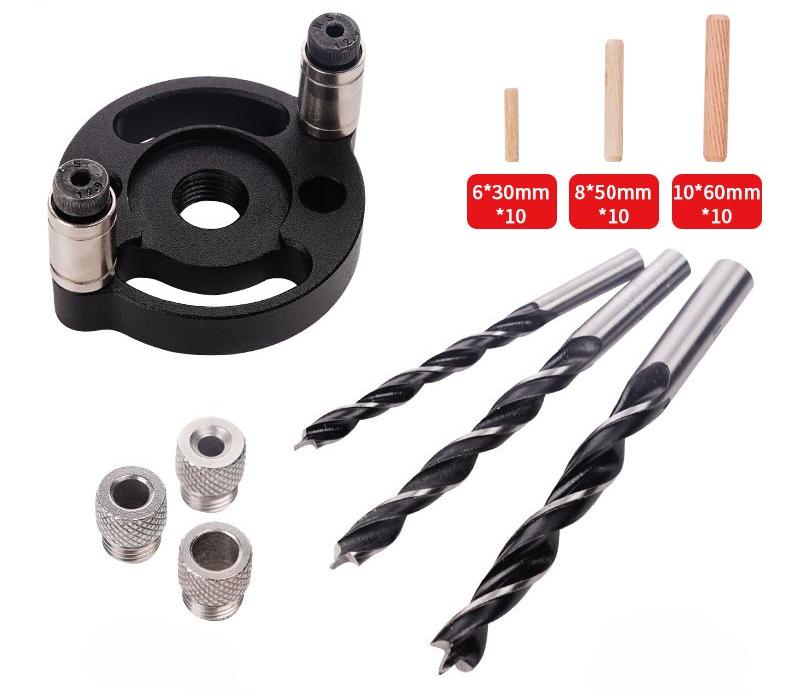 Woodworking Vertical Punch Locator - Red Positioning Tool with Stainless Steel Drill Bits (6/8/10mm) for Home Improvement