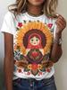 Summer Ethnic Floral 3D Print T-Shirts Women's Streetwear Round Neck Short Sleeve T Shirt Tees Harajuku Y2K Tops Female Clothing