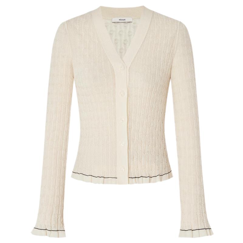 Edition Women's Sheer Textured Bell Sleeve Knit Cardigan