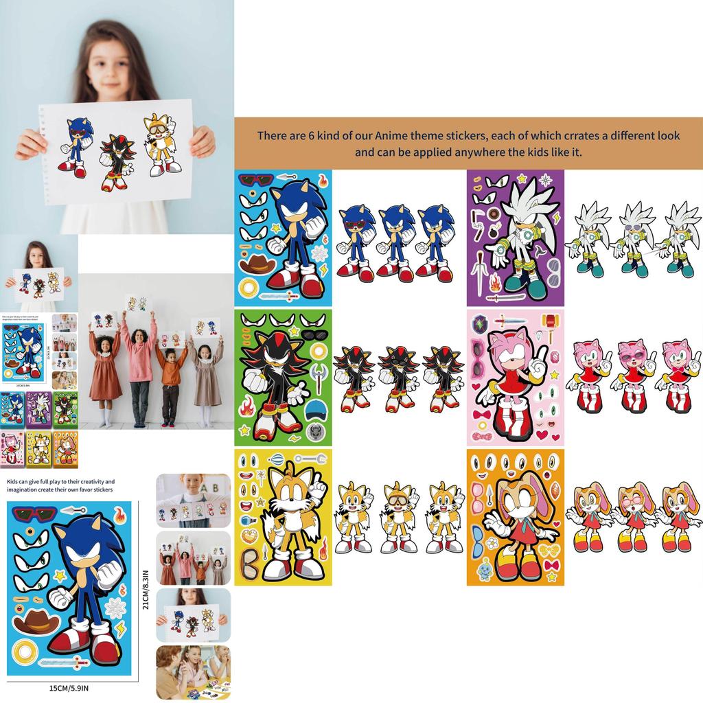 Adorable Sonic The Hedgehog Kids Anime Puzzle Interactive Sticker Diy Craft Set