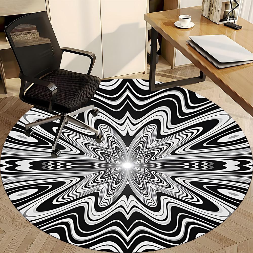 1pc Optical Illusion Pattern Carpet for Office Non-Slip, Round Carpet, Soft & Comfortable, Carpet for Office, Lightweight Round Floor Mat Yy251226066