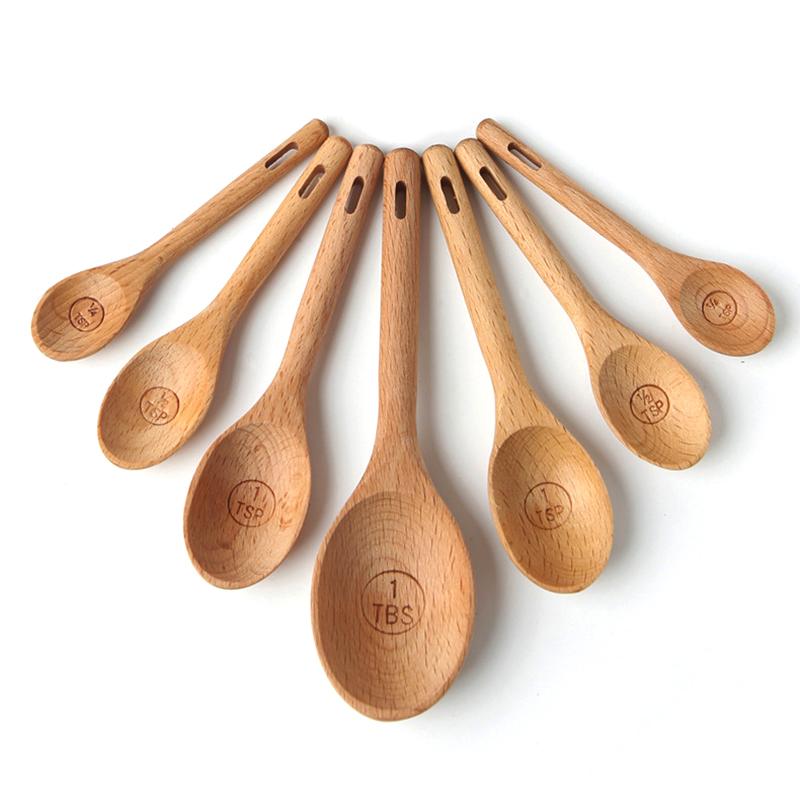 4Pcs Wooden Measuring Spoon Set Kitchen Measuring Spoon for Cooking Spice Sugar Spoon Coffee Scoop Kitchen Tools Accessories