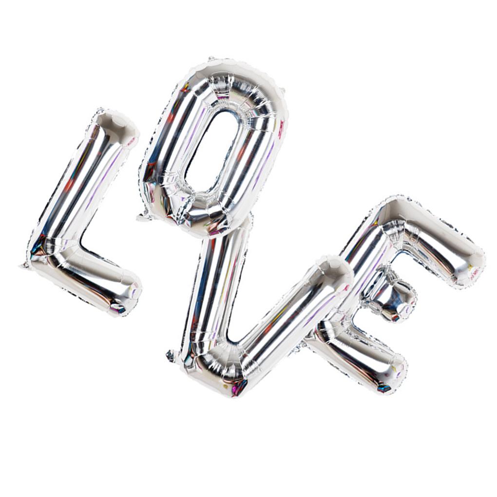 4pcs/set 32 Inch Silver Love Letter Aluminum Film Balloon Wedding Bridal Shower Anniversary Decor