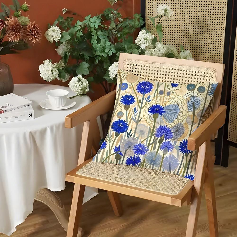 Flower Cornflower Cushion Cover Silky Short Plush Invisible Zipper Dustproof Sofa Pillow Case for Home Decor