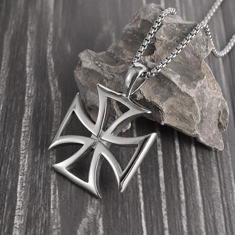 Vintage Templar Cross Necklace for Men Women Crusader Paladin Spiritual Lord's Prayer Pendant