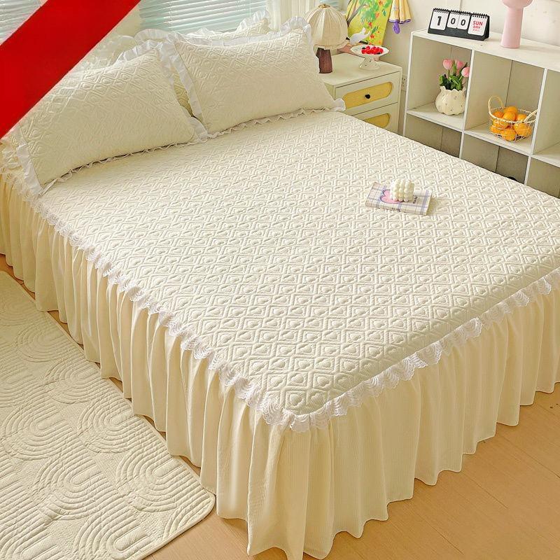 Bedclothes Four Season Universal Cotton Material Bubble Cotton Lace Bed Skirt Concealing Ugliness Hem Color Bed Sheet 150x200cm