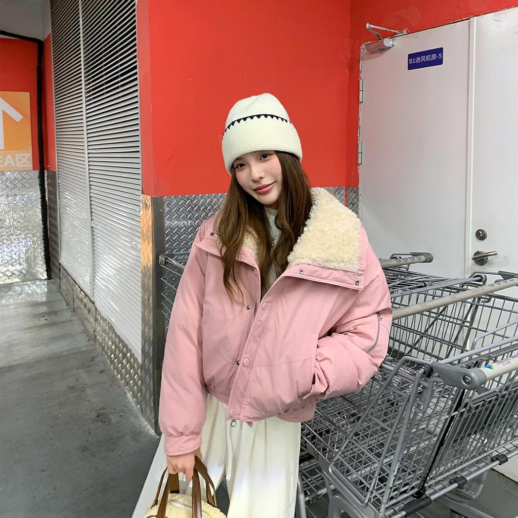Autumn Winter Thicken Warm Parka Women Casual Sweety Solid Color Big Pocket Loose Jackets Outwear