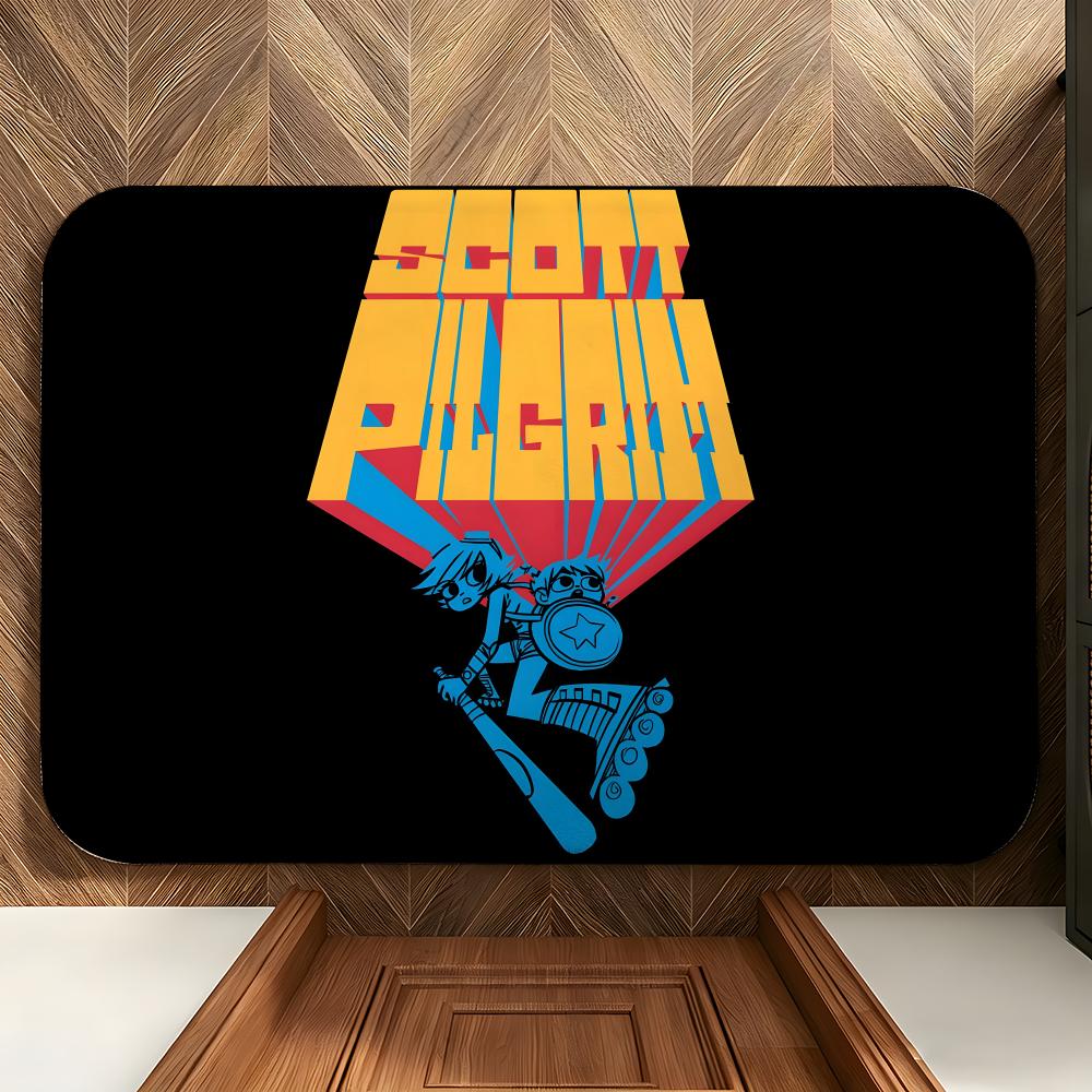 Character S-Scott P-Pilgrim Floor Mat Soft Flannel Floor Mat Suitable for Entryways, Living Rooms, Bedrooms, and Bathrooms