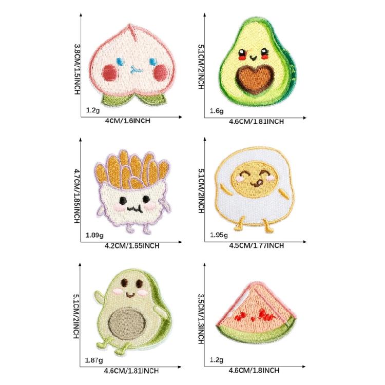 6 Pcs French Fries Applique Patches Lovely Peach Iron On Patches Embroidered Patches Repair Patches Sew On Patches