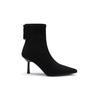 Cowhide version~ high-heeled short boots women's new spring and autumn single boots temperament pointed thin heel suede elastic thin boots