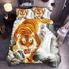 3D Digital Printed Home Textiles Tiger Quilt Sheet, Three-Piece Bedding Kit