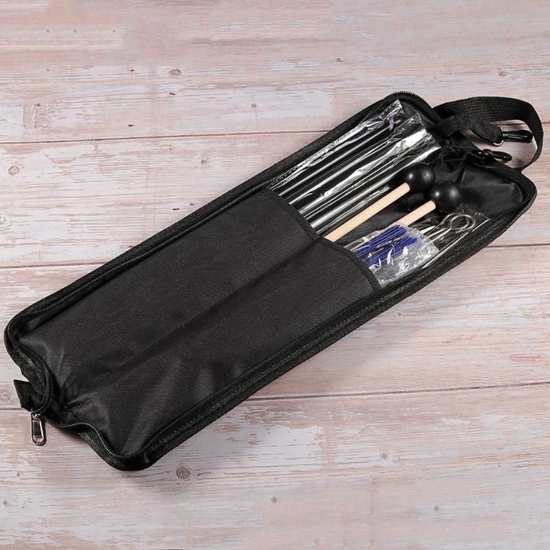 Complete Drum Accessories Comprising Assorted Drumsticks Brushes Mallets Bamboo Rods Waterproof Storage Bag with Pocket