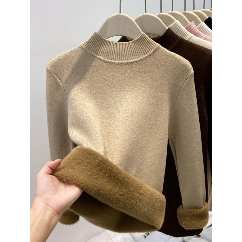 Женский зимний однотонный флисовый свитер с высоким воротом, цельный флисовый утолщенный базовый свитер, мягкий восковой базовый внутренний топ S