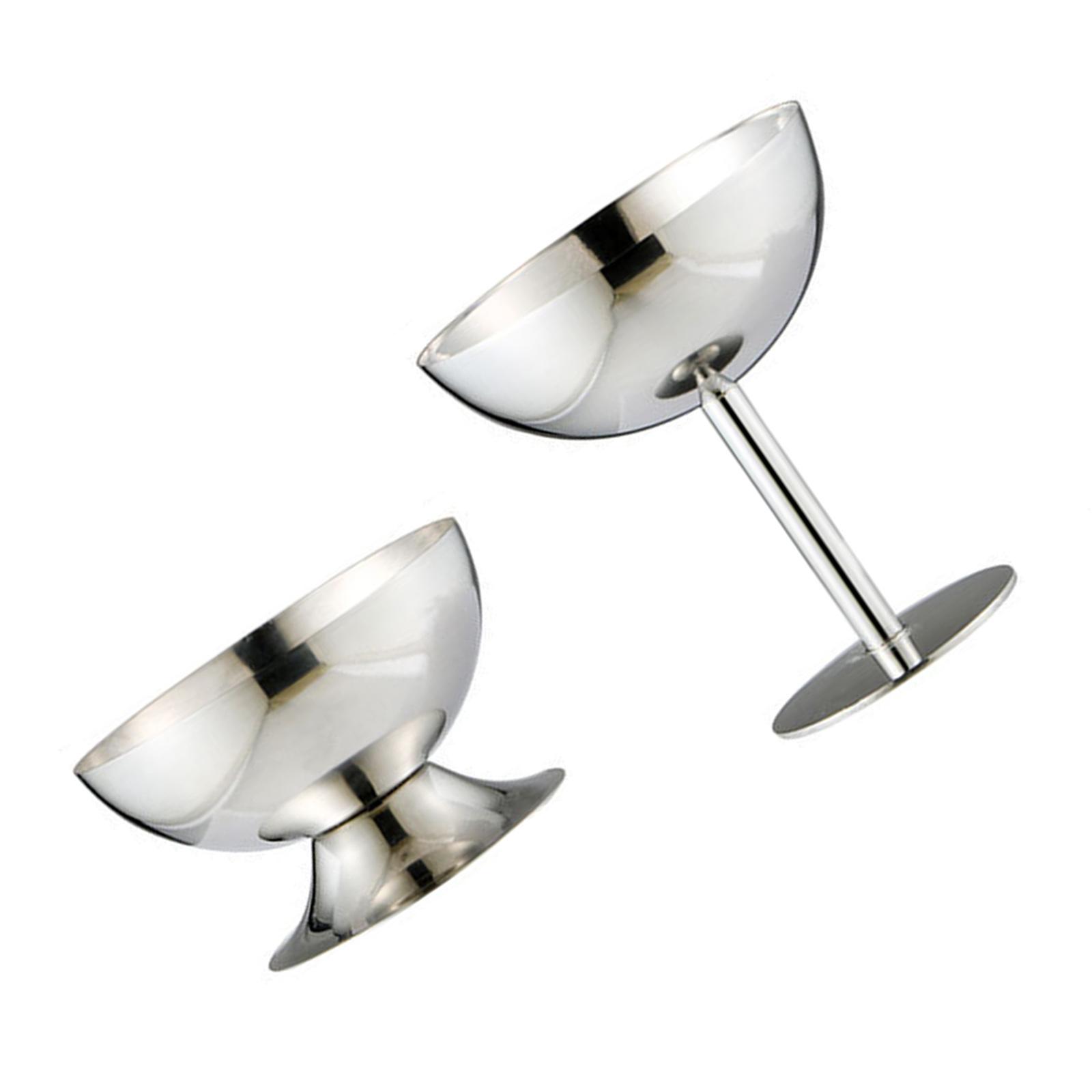 

Ice Cream Glasses with Foot Food Grade Stainless Steel Dessert Cups Fruit Salad Bowl for Indoor and Outdoor Event