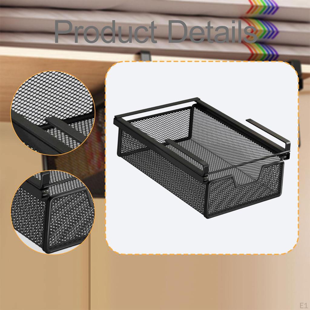 under Shelf Basket Black Decoration Space Saving Portable Hanging Pullout Drawer Organizer
