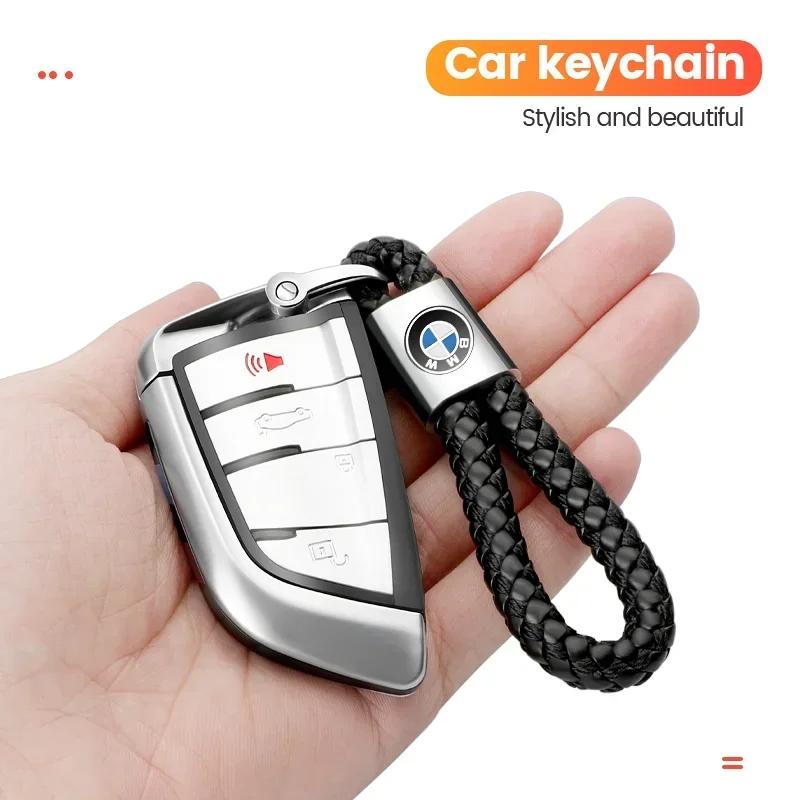 Metal Weave Car Logo Keychain Lanyard Key Ring Buckle For BMW Z3 Z4 G30 X1 X4 X3 X5 X6 E36 E46 E39 E60 E53 E34 F10 Accessories