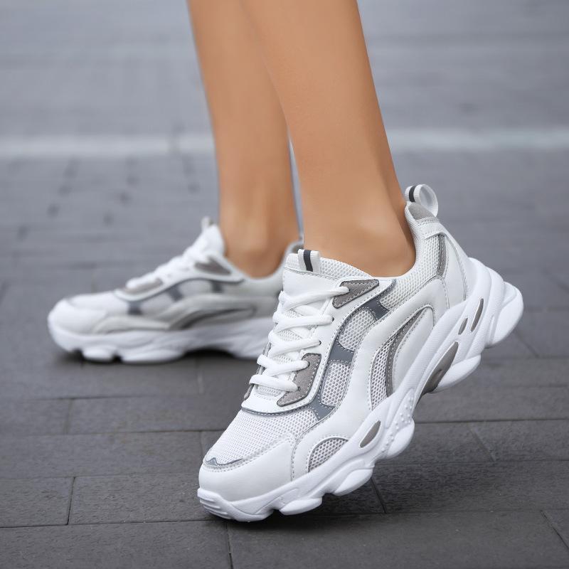 Spring and Autumn Dad Shoes Running Shoes Color Matching Lightweight Breathable Soft Sole Student Sneakers Thick Sole Increase Casual