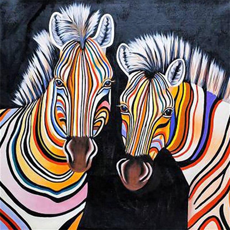 New 5D DIY Diamond Painting Colorful Zebra Diamond Embroidery Animal Cross Stitch Full Round Square Drill Manual Home Decor Gift