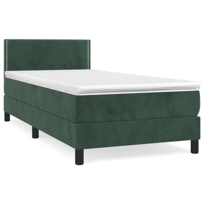 VidaXL Lit à sommier tapissier et matelas Vert foncé 80x200 cm Velours - Modèle 3141212