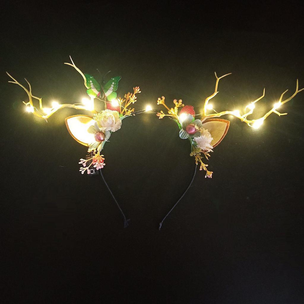 Festive Reindeer Antlers and Berry Cat Ears Headband