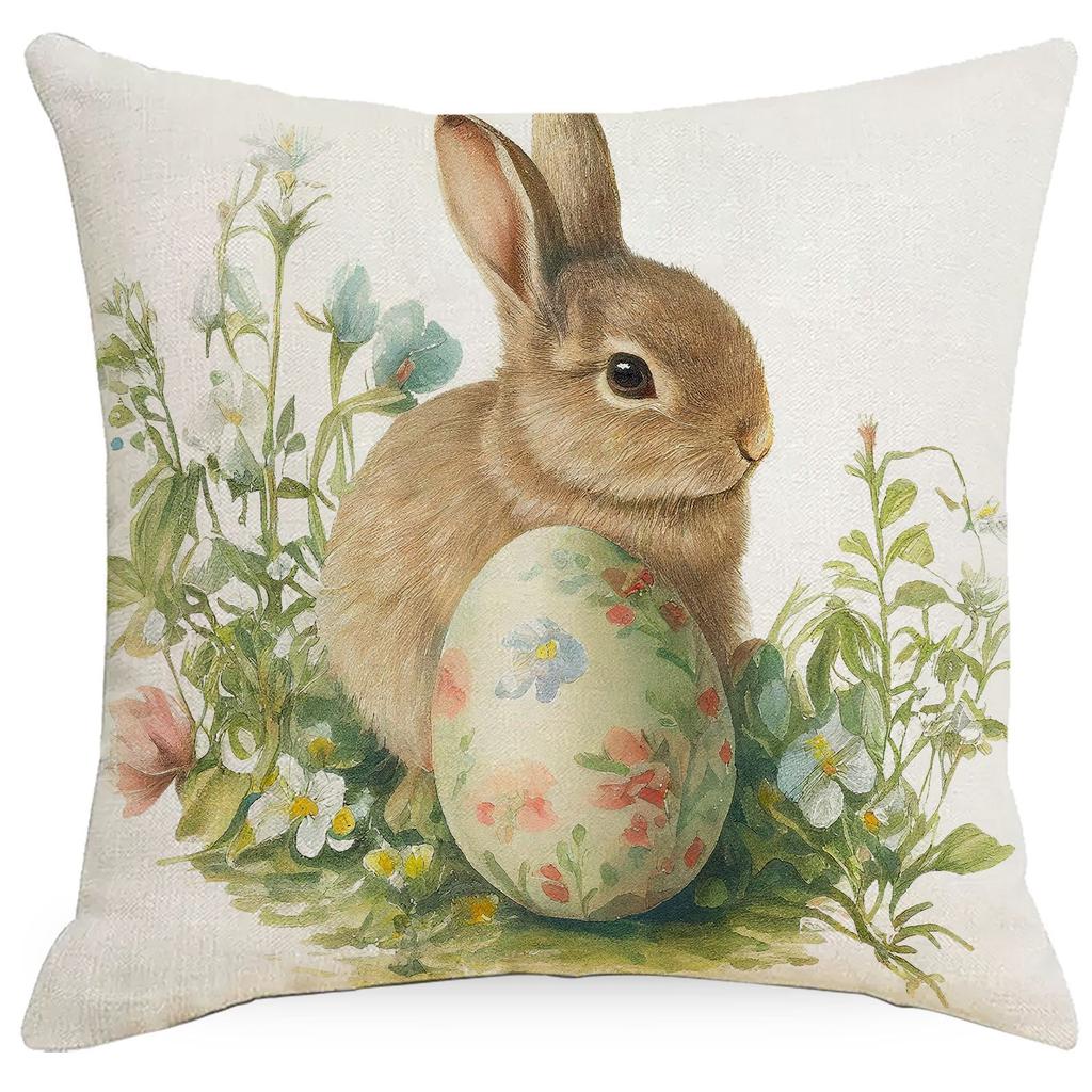 New Easter Pillowcase Spring Retro Rabbit Easter Egg Decorative Pillow Sofa Cushion Cover