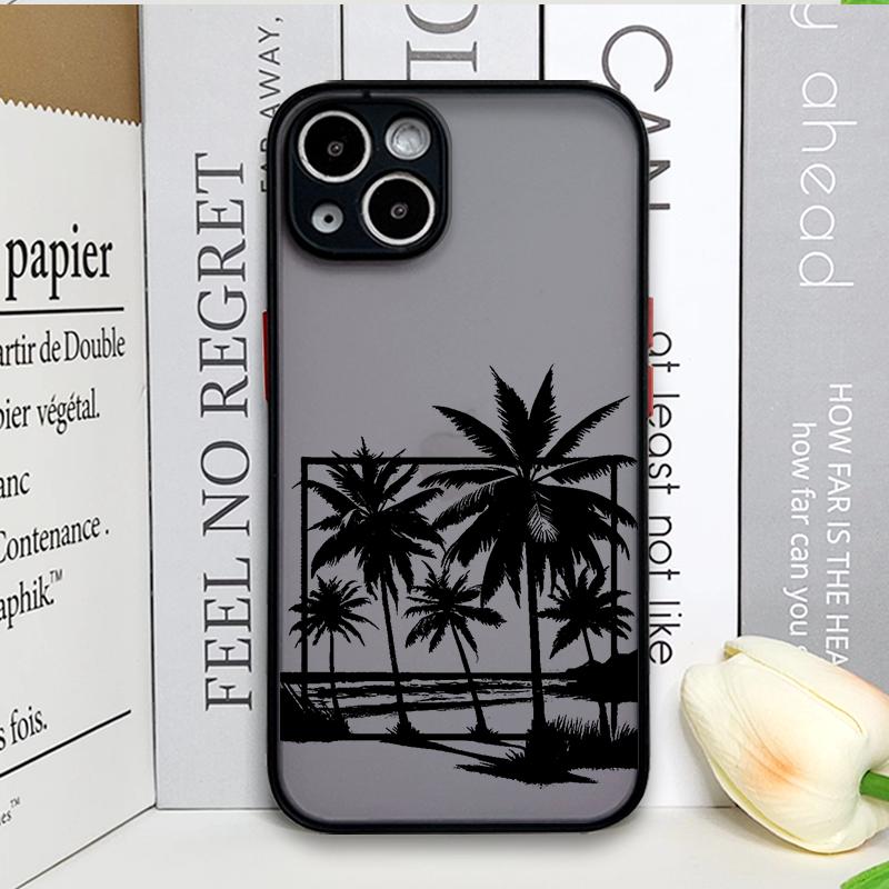 Black Coconut Palm Tree Printed Phone Case for IPhone 16 14 15 Pro Max 11 12 13 PRO MAX Mini 7 8 Plus X XS Shockproof Hard Cover