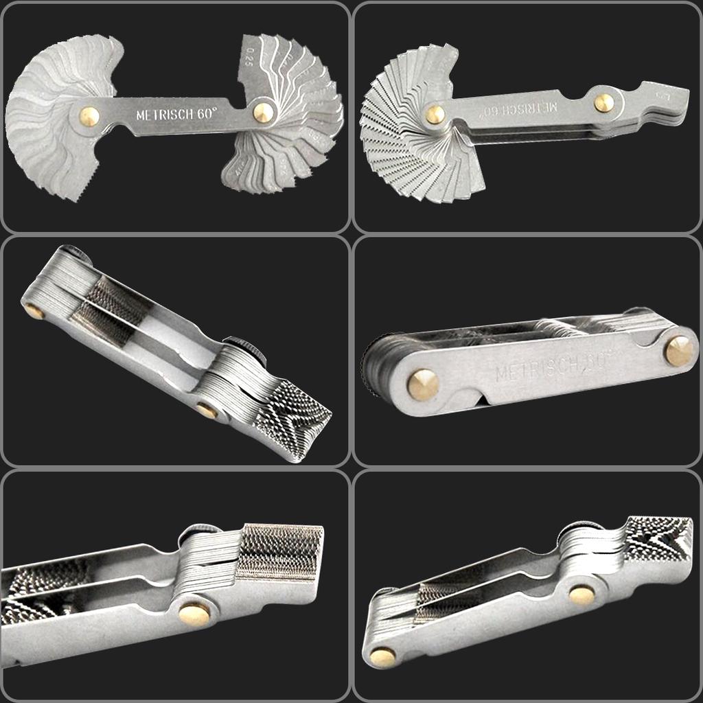 52pcs Blade Screw Thread Tooth Pitch Cutting Steel Gauge Measuring Tool 55 Degree Inch 60 Degree Metric Gauge