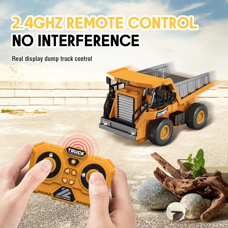 Desktop 1/64 Remote-Controlled Mini Alloy Dump Truck 4Wd Alloy Engineering Vehicle Toy Model Toys For Boys Children Adult Gifts