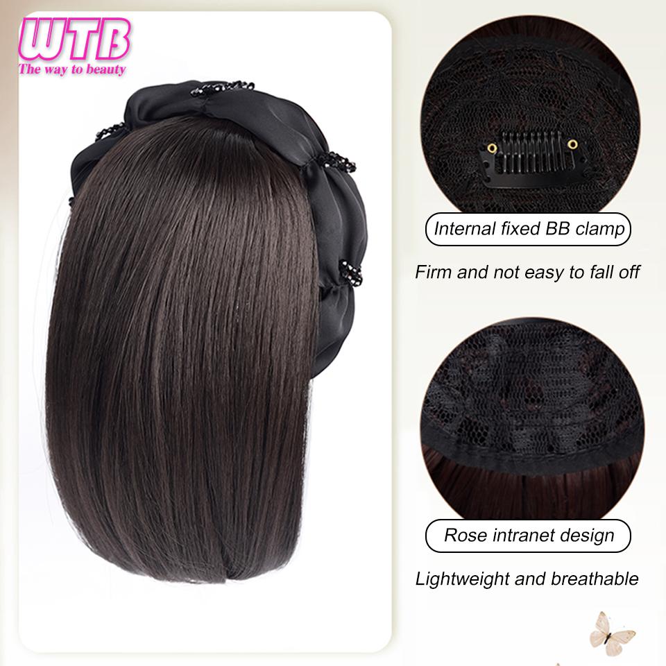WTB Synthetische Haarband-Pony-Perücke, integrierte Halbperücke für Damen, natürliche unsichtbare Haarband-Perücke