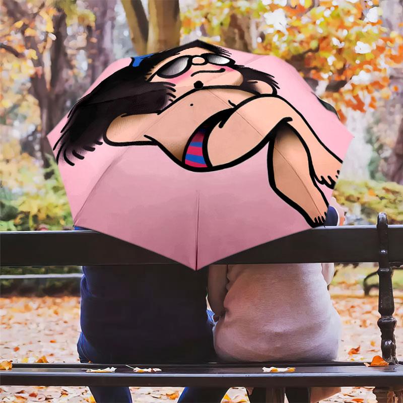 1 PC Automatic Folding Umbrella - Mafalda Pattern Portable Foldable Design With 8 Ribs Christmas Birthday Gifts