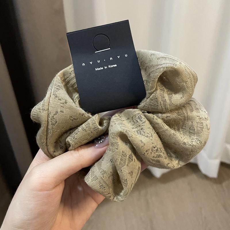 Dongdaemun Retro Solid Color Fabric Hair Scrunchie for Women кофейный