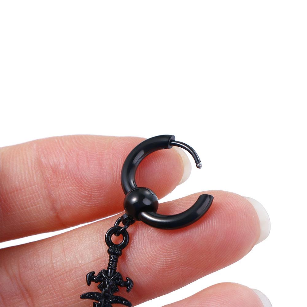 Pierced Ear Jewelry Cross Black Silver Clip On Earrings Korean Stud Earrings Ear Cuff Men Ear Clips