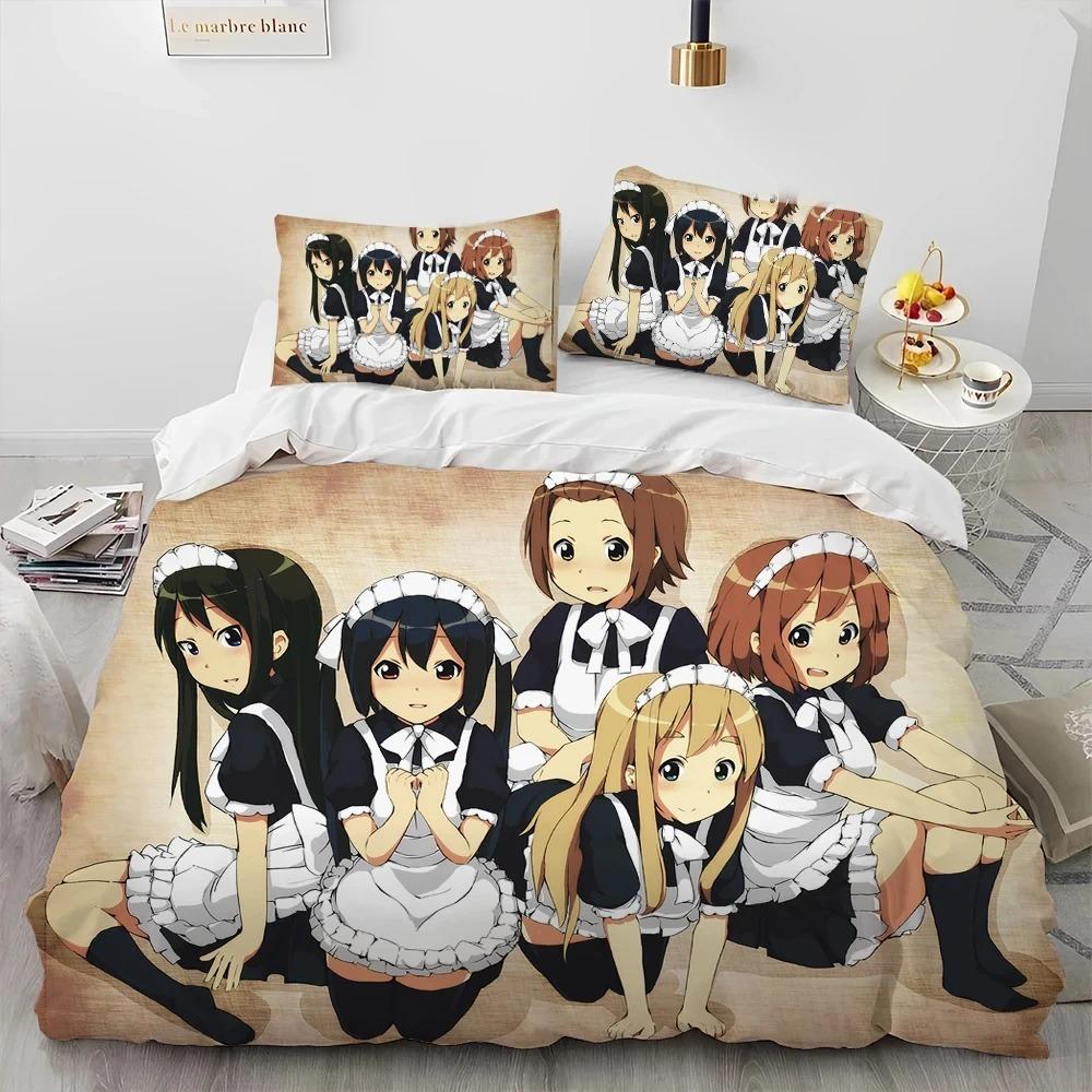 K-ON Kawaii Girls Anime Bedding Set Boys Girls Twin Queen King Size Duvet Cover Pillowcase Bed Boys Adult Home Textileextile