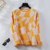Women S Crew Neck Pullover Knit Sweater Geometric Pattern Basic Wear