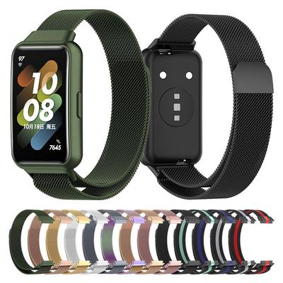 Huawei Band 7 Milanese Döngü Bilezik Kayışı Kordonlu Saat için Paslanmaz Çelik Hasır Kayış