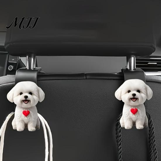 Car Storage Accessories Seat Hook, Cartoon Cat/Dog Pattern Decor, Durable Load Bearing Acrylic Cute Pet Organizer Headrest Hanger, Universal